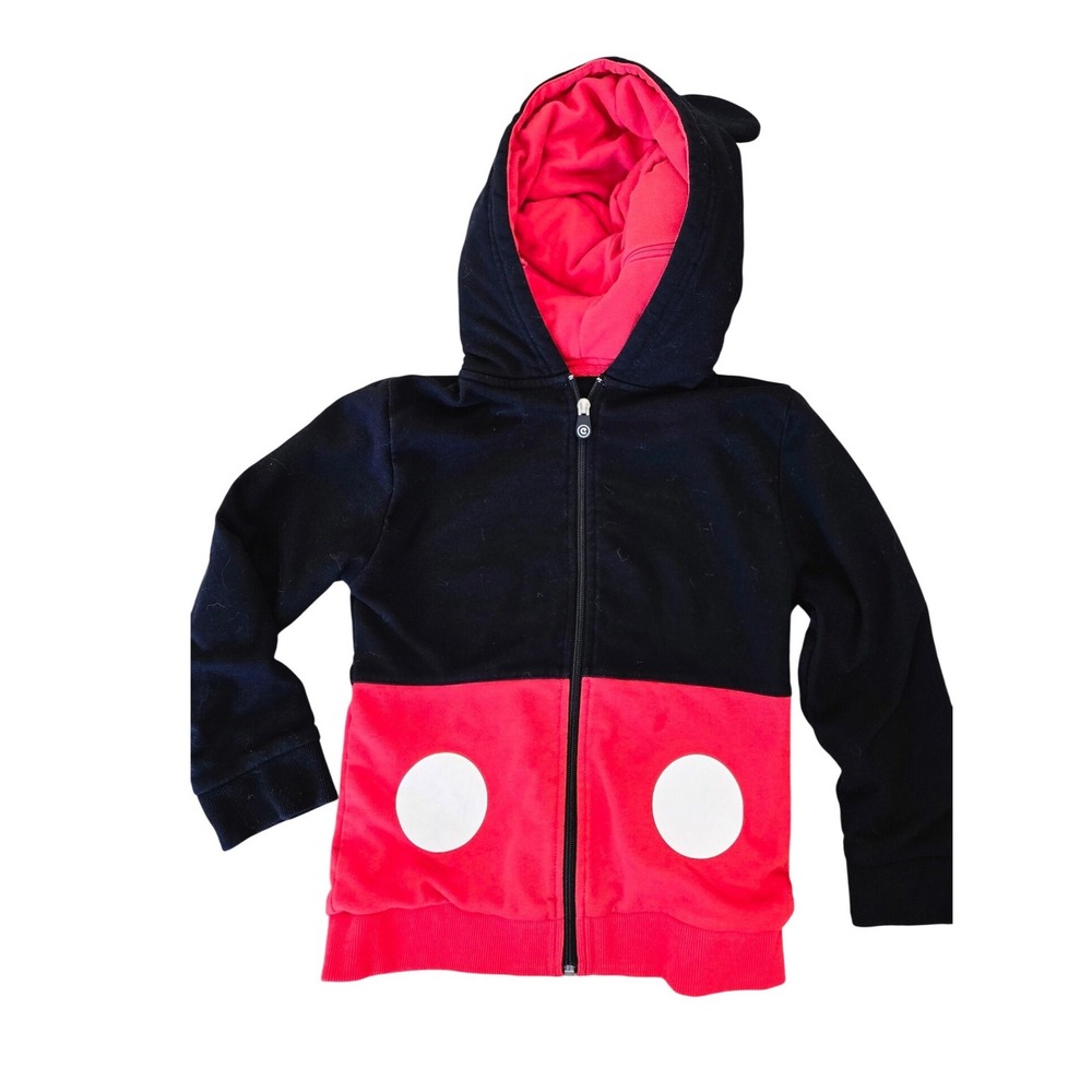 Disney Mickey Mouse Packable Zip Up Hoodie Kids Black Red Plush Toy Sweatshirt-8